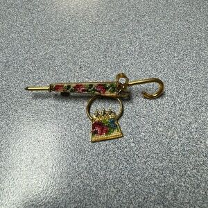 Vintage umbrella and purse brooch